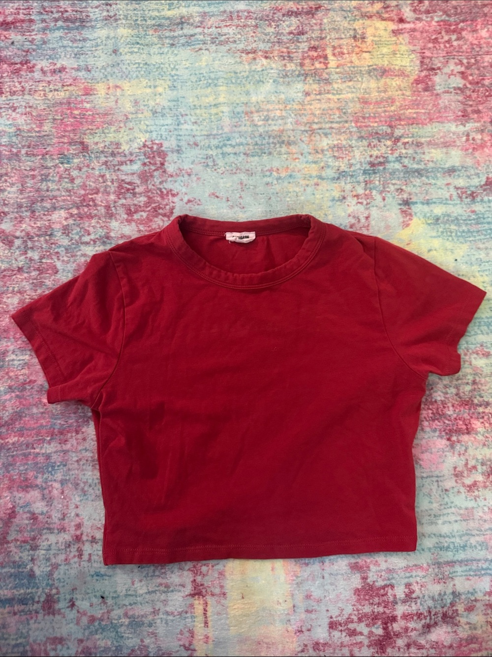 Cotton On Red Crewneck Crop Tee